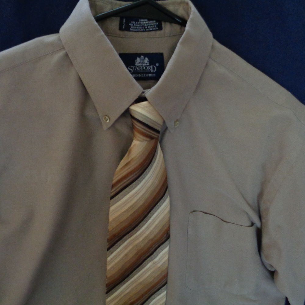 Stafford size l 34/35 cotton blend dress shirt/tie